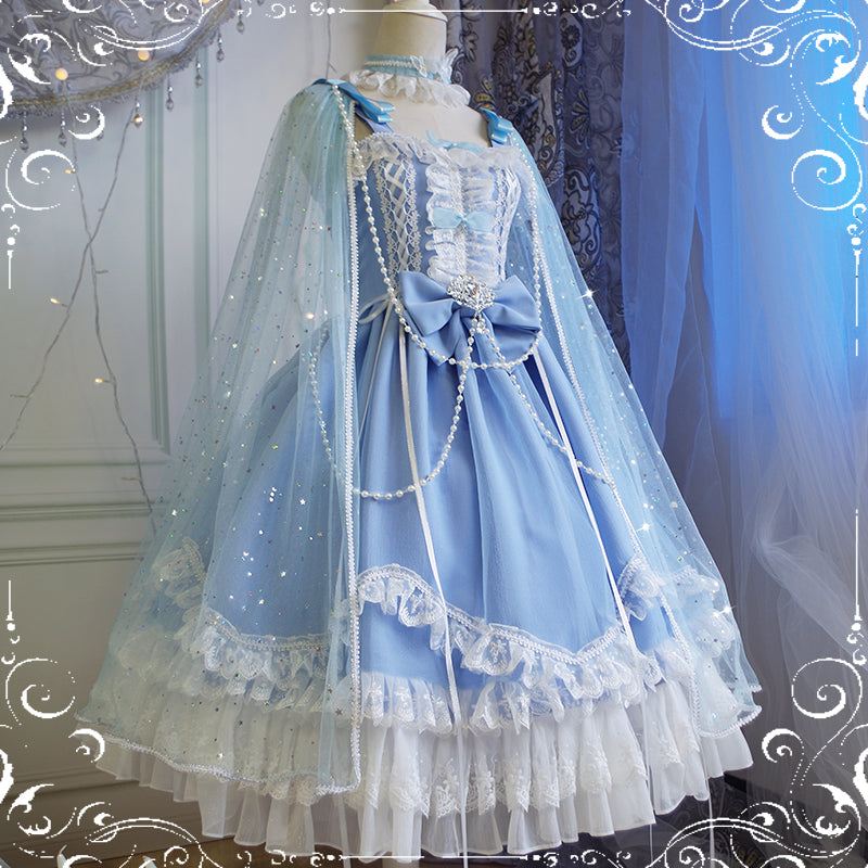 (Buyforme)Fairy Tales~Fate Quartet Bridal Lolita Gothic Accessories Blouse blue free size princess sleeve blouse