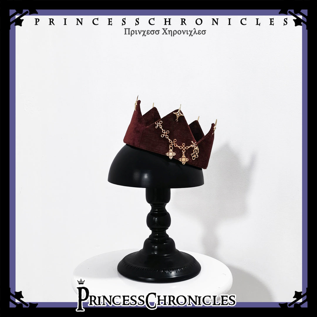 Princess Chronicles~Hare Hunter~Ouji Lolita Retro Red Crown With Cross Star