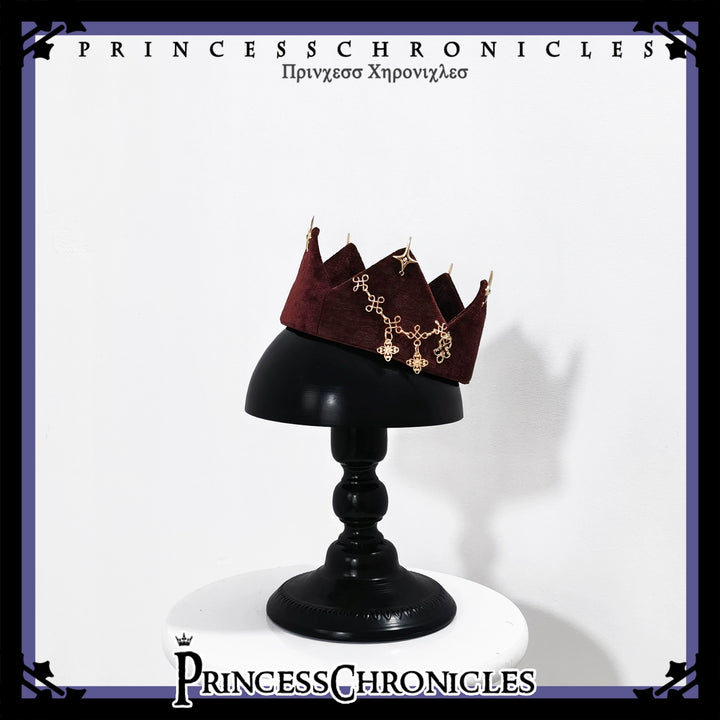 Princess Chronicles~Hare Hunter~Ouji Lolita Retro Red Crown With Cross Star