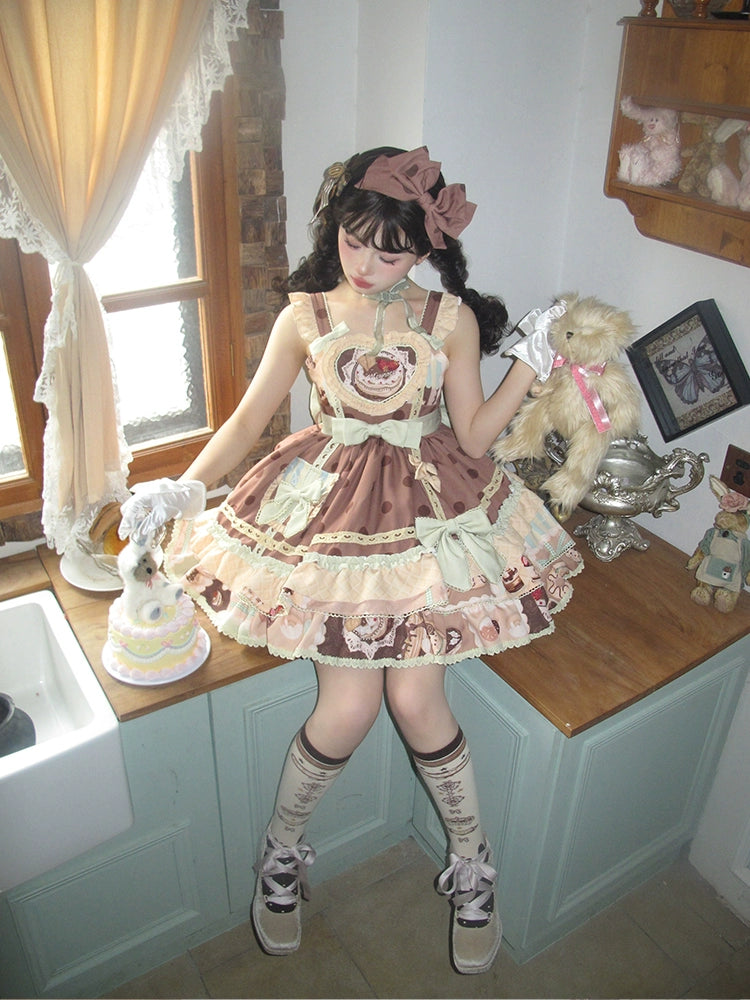 Mewroco~Cream Sugar~Sweet Lolita Flounce Hemline JSK   