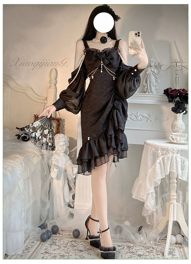 Melonshow - Chinese Style Lolita Dress - Camellia 2.0 Cheongsam Mermaid JSK