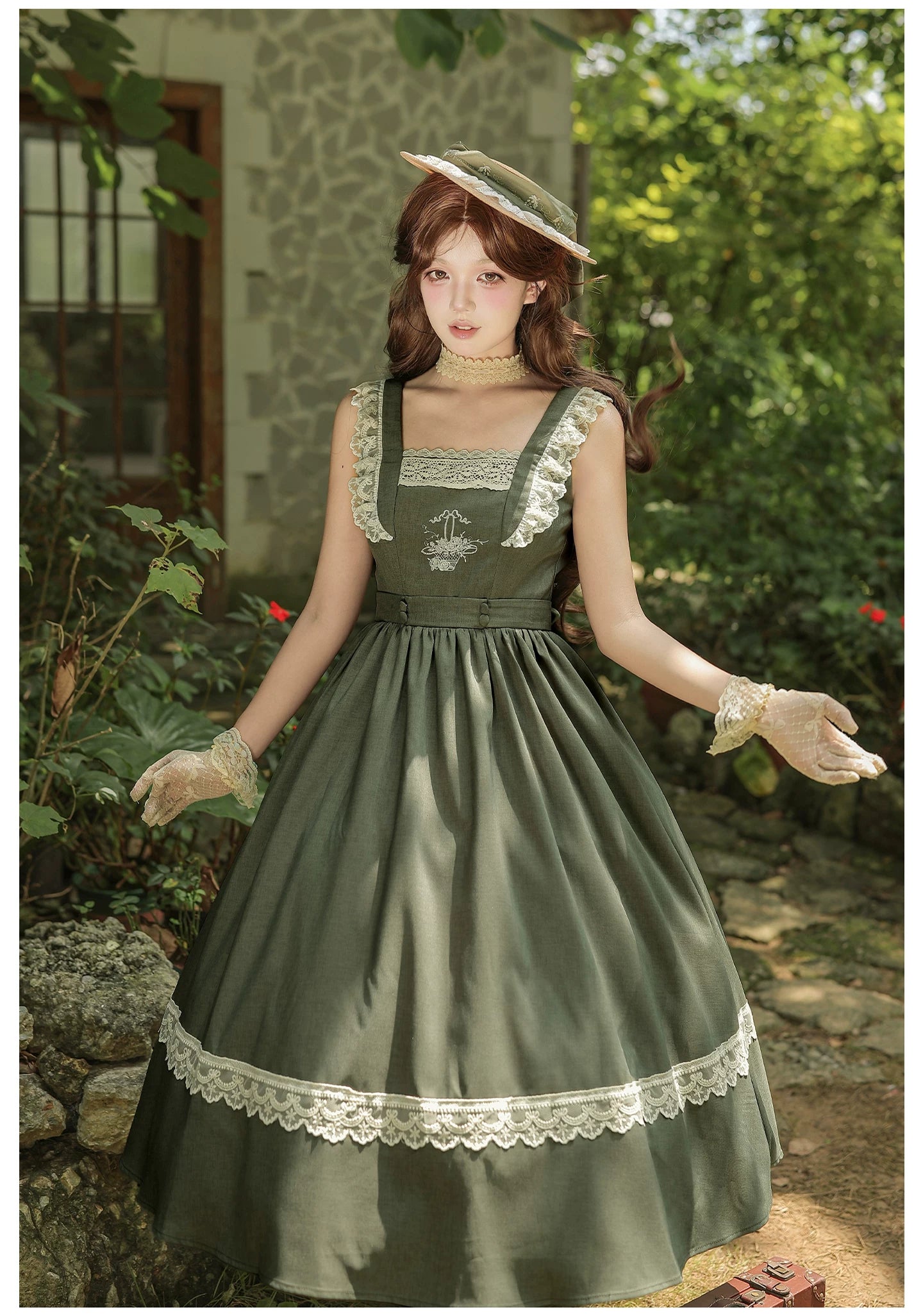 Oak in the Wind - Classic Lolita JSK Dress, Rose Basket Embroidery 45820:863517