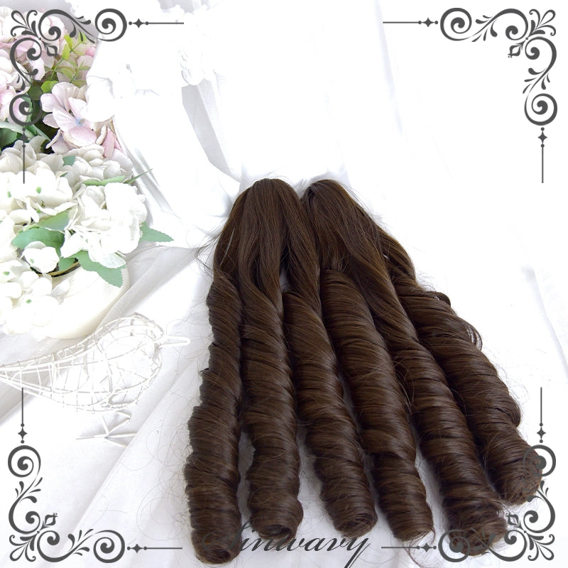 Sinwavy - Fairy Tale Town - Classic Lolita Wig Dark Brown Roman Curly Double Ponytail Wig Only a pair of Roman curl ponytails