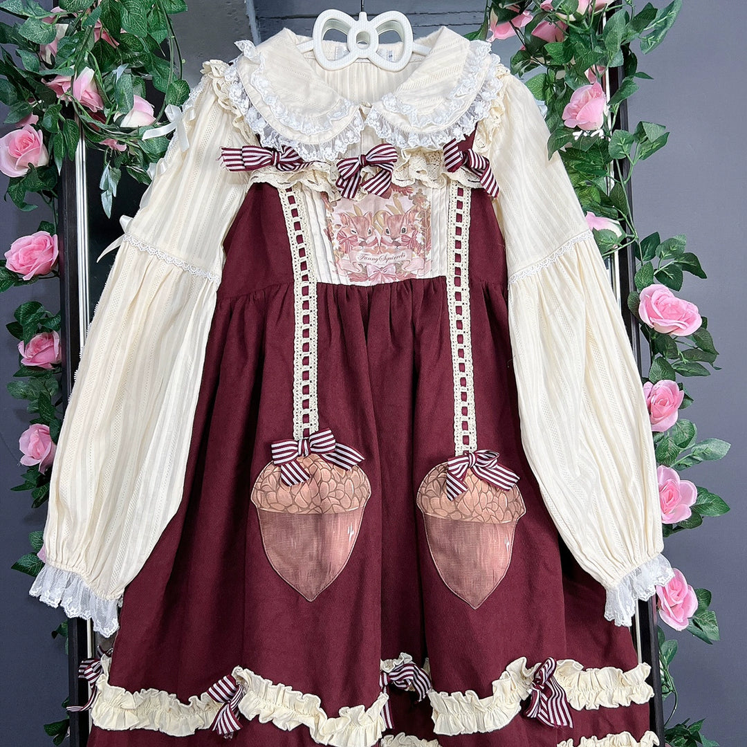 DMFS Lolita~Sweet Lolita Shirt Doll Collar Blouse High-waisted   