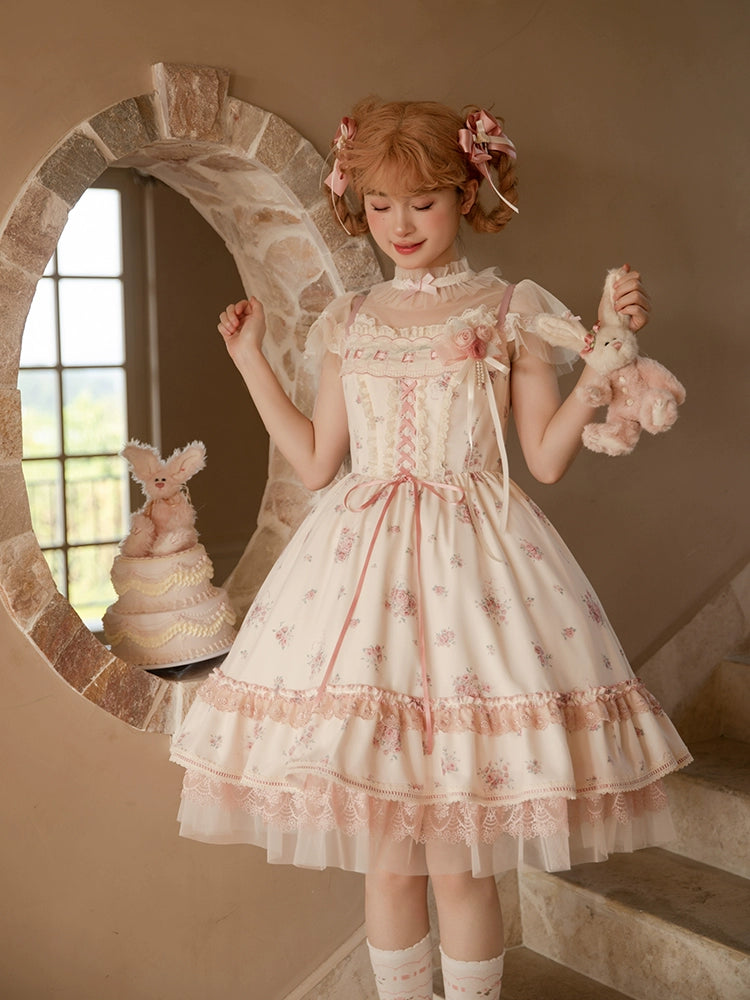 Flower and Pearl Box~Rose Garden~Elegant Lolita Dress Bridal Floral Dress   