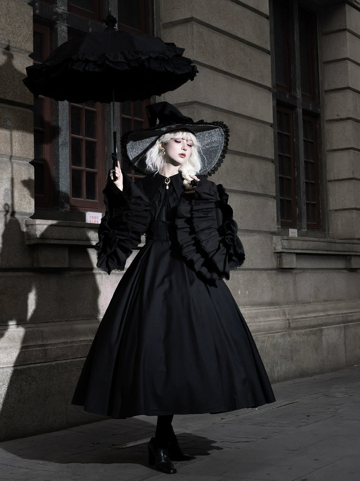 Muppet Mind Ben~Garden Witch~Gothic Lolita Dress Outfit Pointed Collar OP Batwing Cape 41414:772162