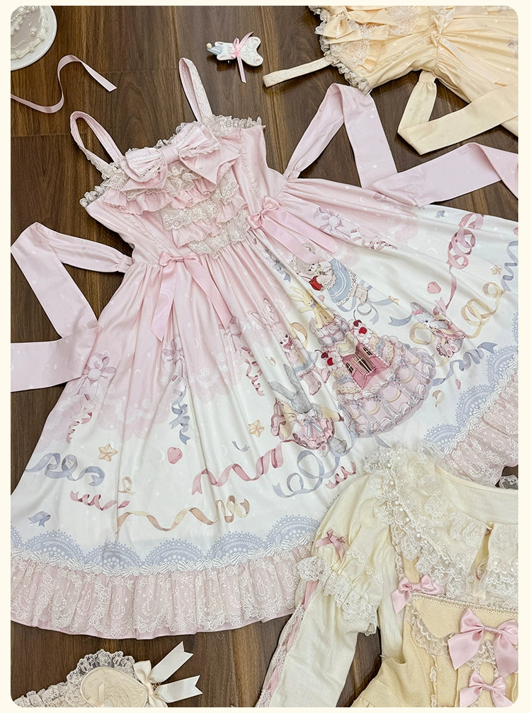 Mademoiselle Pearl~Wedding Cake~Sweet Lolita Dress Suit Printed JSK 41400:695048