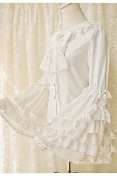 Youlan Lane~Retro Lolita Shirt Hime Sleeve Lolita Blouse S Off-white 