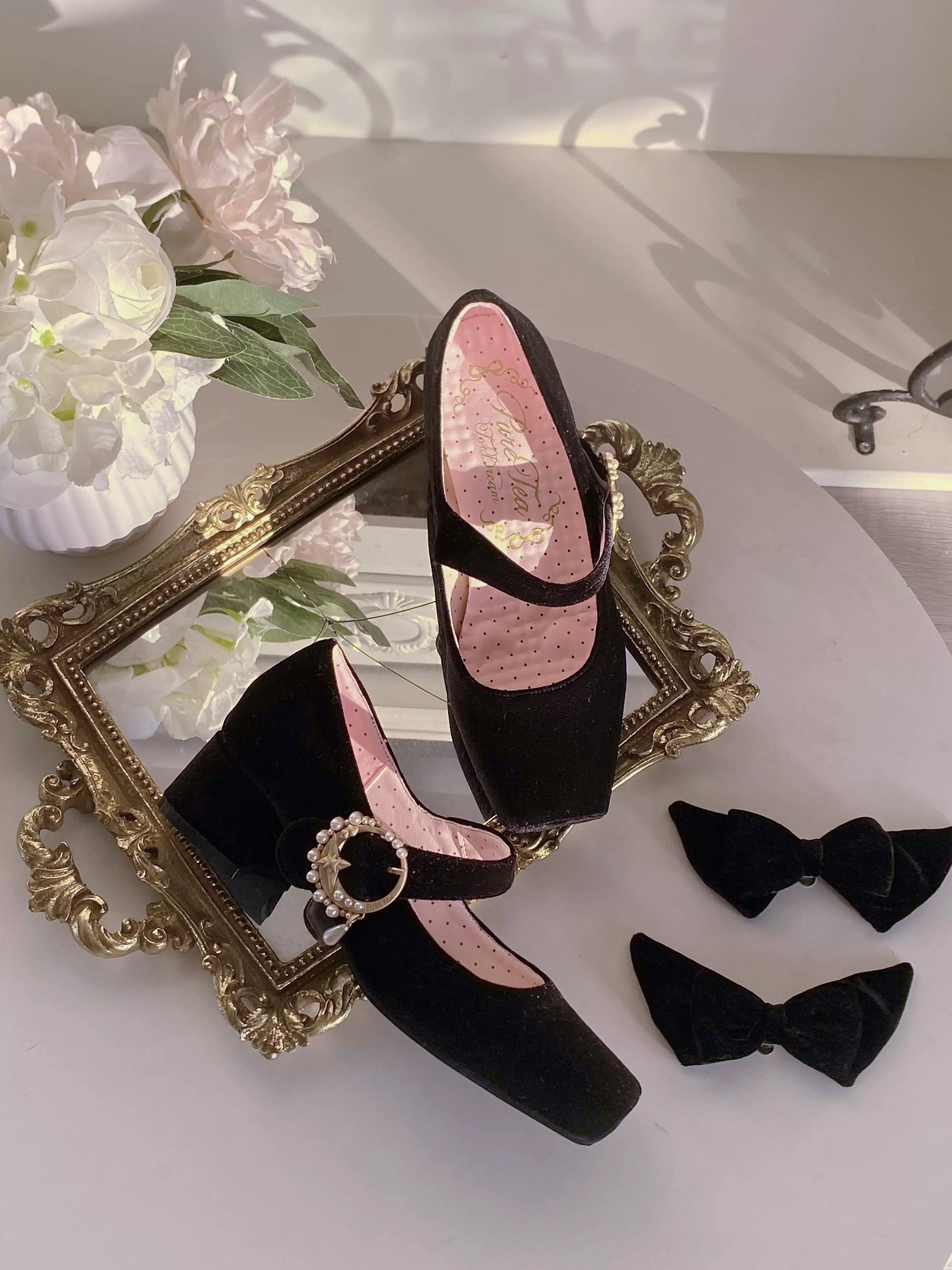 Pure tea for dream~Angel Velvet~Sweet Lolita Shoes Mid-heel Velvet Shoes 32816:394064