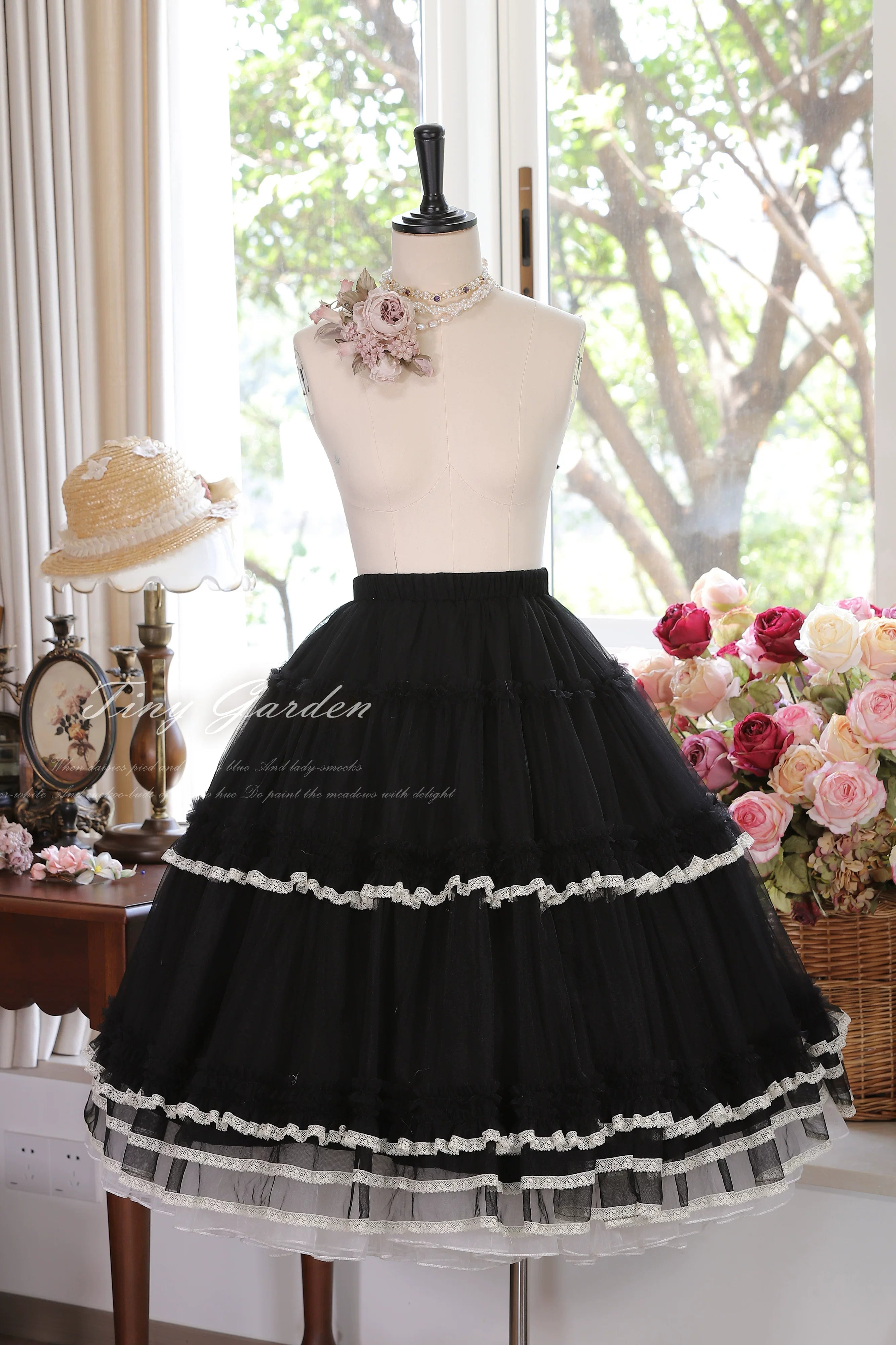 Jardin Garden - Classic Lolita Tulle Underskirt, Tiered Ruffles 45926:868469