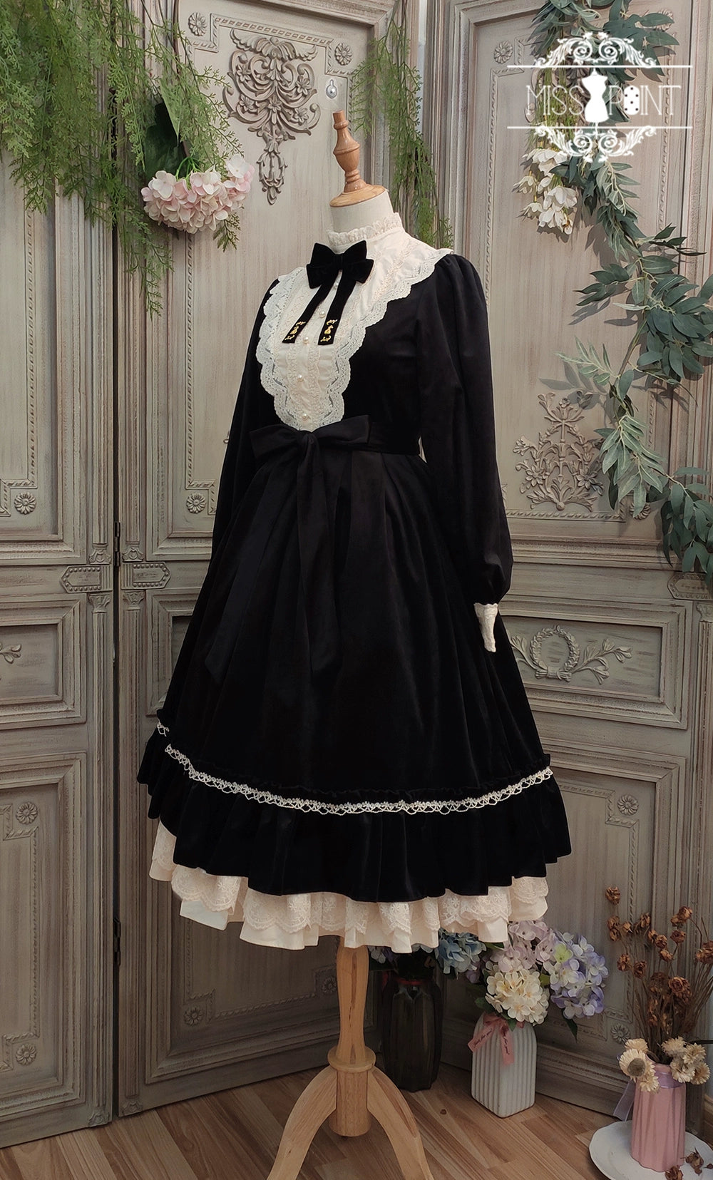 (BFM)Miss Point~Customized Lolita Dress Vintage Elegant Velvet OP Dress 32520:391588