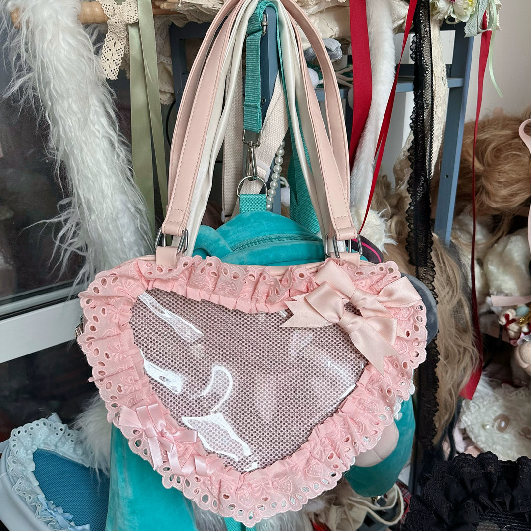 Chestnut Lolita~Sweet Lolita Bag Heart-shaped Lace Bag Multicolors pink bag  
