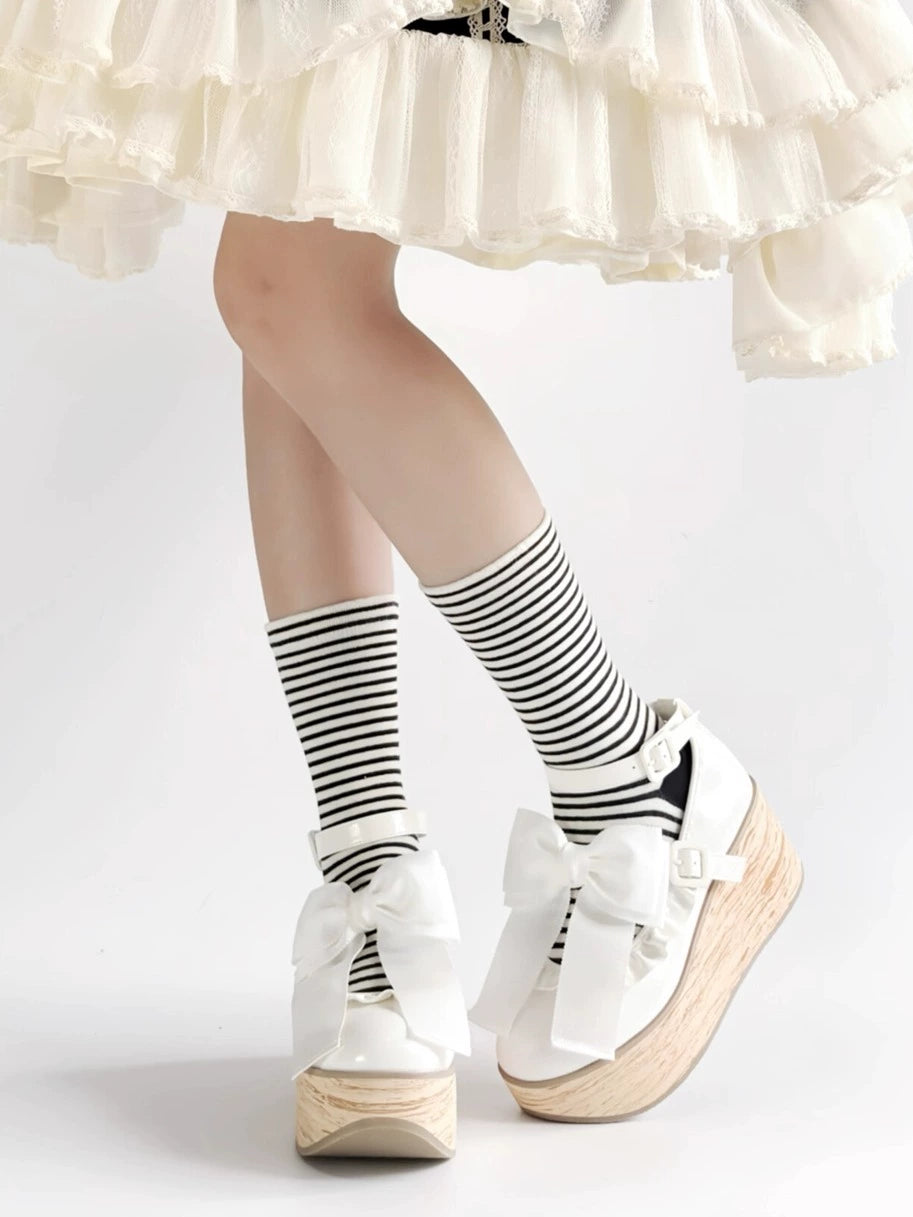 MODO - Shaking Platform - Kawaii Lolita Platform Heels Shoes, Detachable Bow 43860:787428