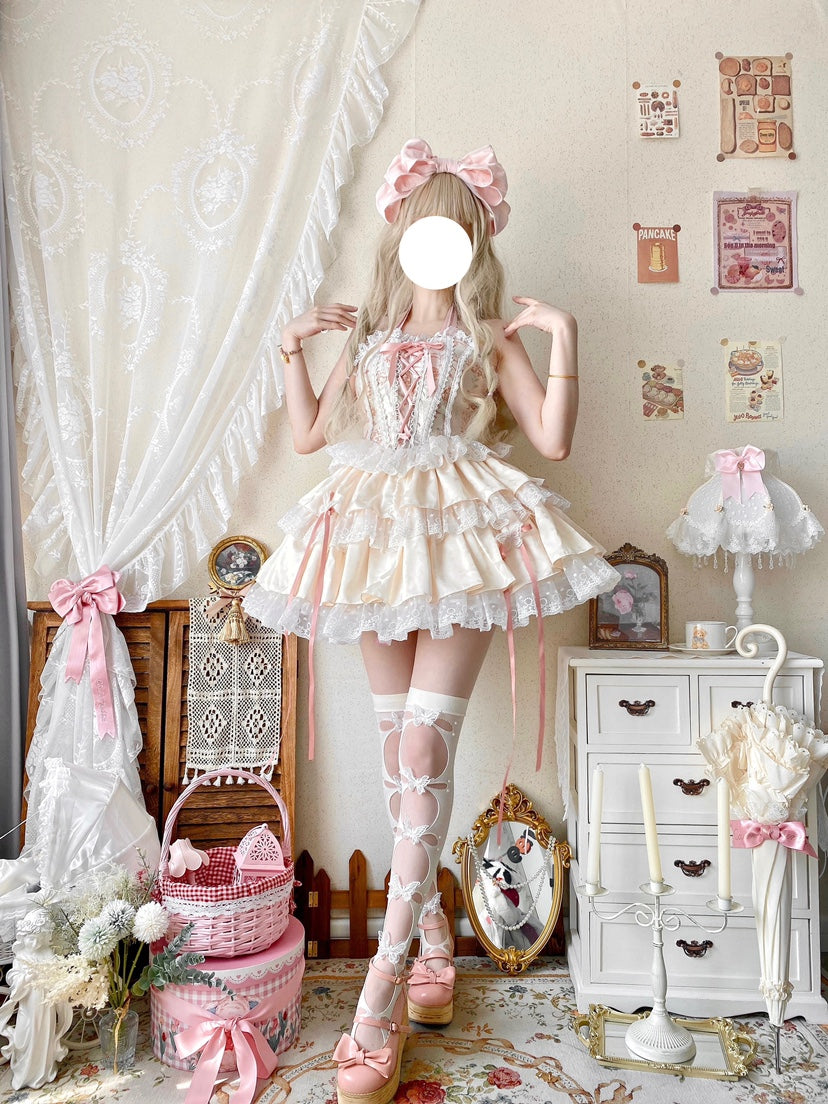 Qianmu~Endless Summer~Sweet Lolita Skirt Set with Ballet-Styled Bodice (L M S) 42404:739179