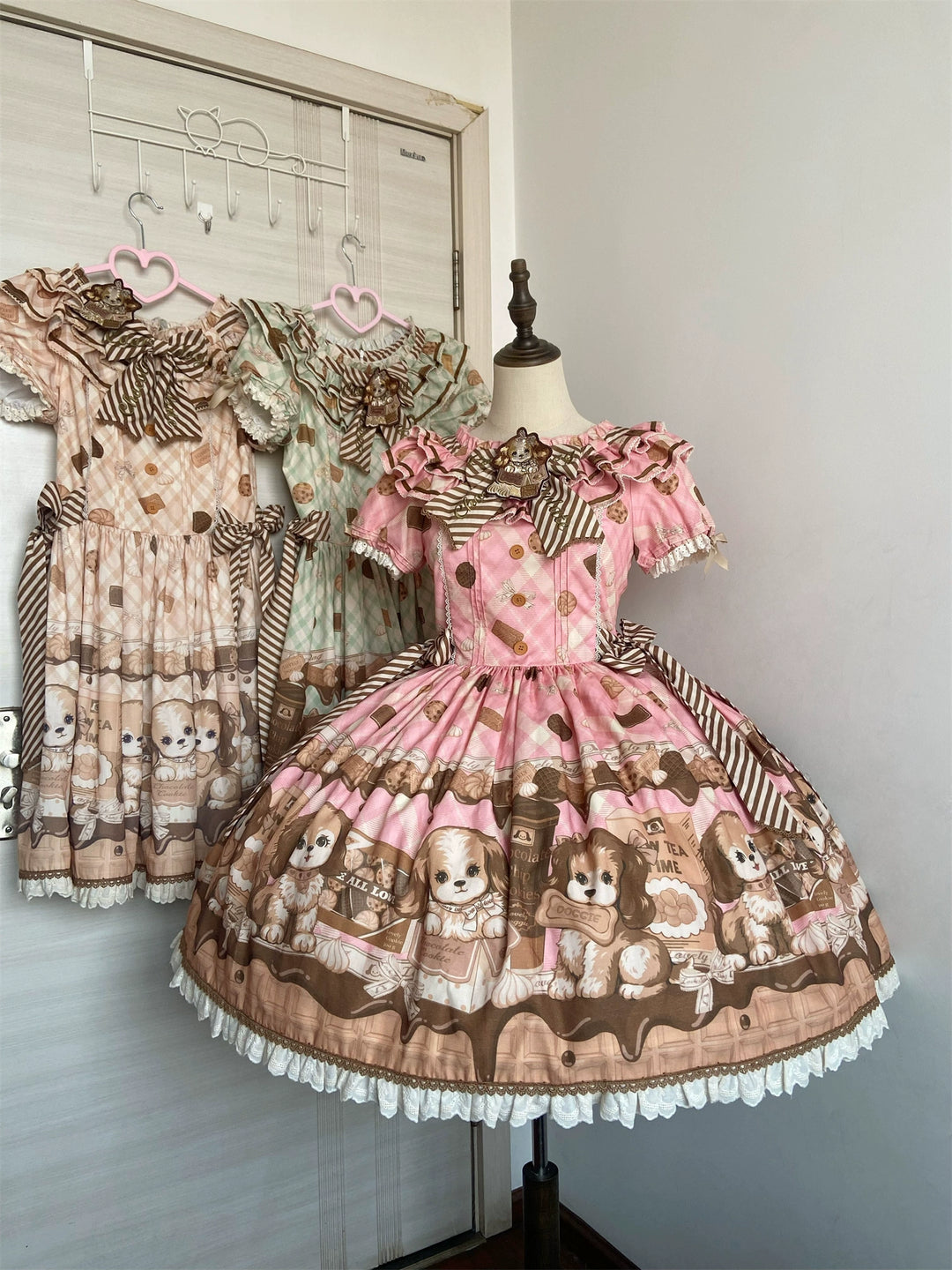 Babyblue~Dog Bakery~Old School Lolita OP Dress Sweet Dress with Accessories (F L M S XL) 42101:726445