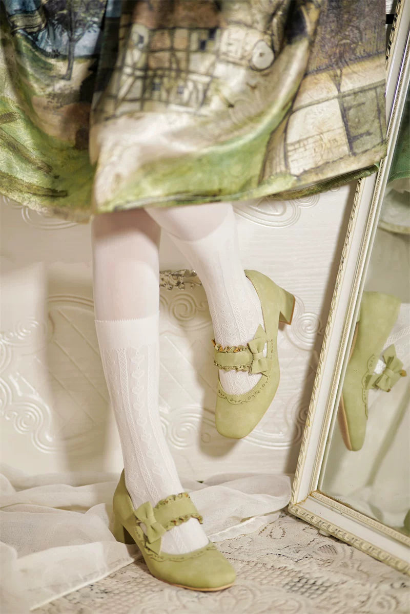 Heidi Manor - Classic Lolita Chunky Heels Shoes, Cutout Trims (35 36 37 38 39 40) 44499:812231