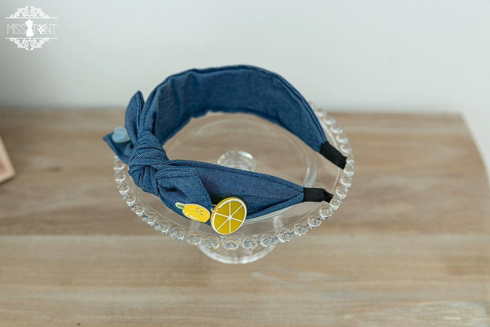 Miss Point - Daisy Lemon - Kawaii Lolita Lemon and Flowers Accessory light denim KC