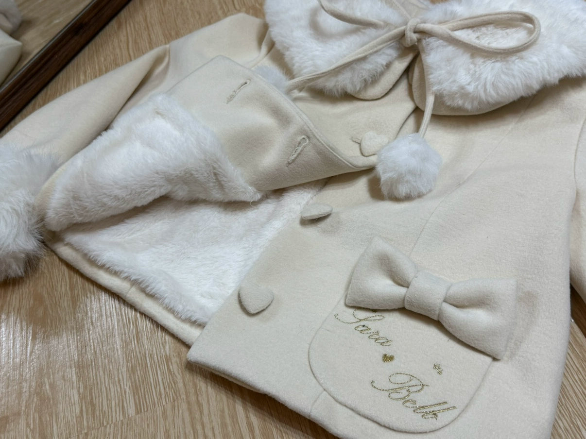 Sara Bell - Winter Story - Winter Kawaii Lolita Short Coat, Detachable Fur Collar 44068:794420