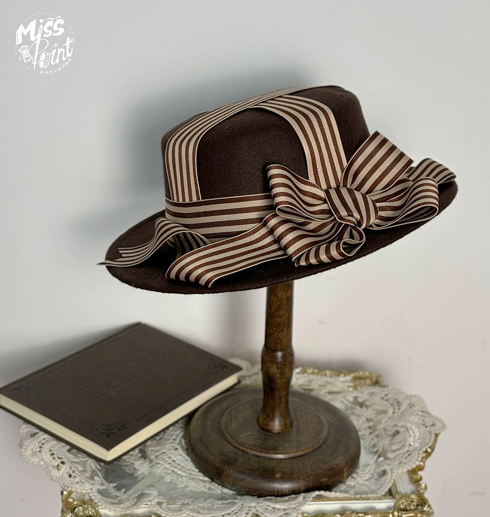 Miss Point - Classical Chocolate - Classic Lolita Accessory Bowler Hat BNT Beret Jabot 40816:677460