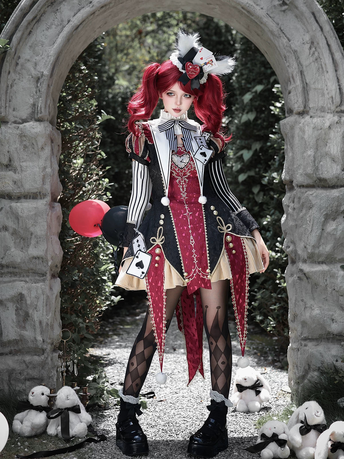 Circus Fantasy Night - Gothic Lolita Jacquard Dress, Pointed Tail Hem (2XL L M S XL) 45689:859492
