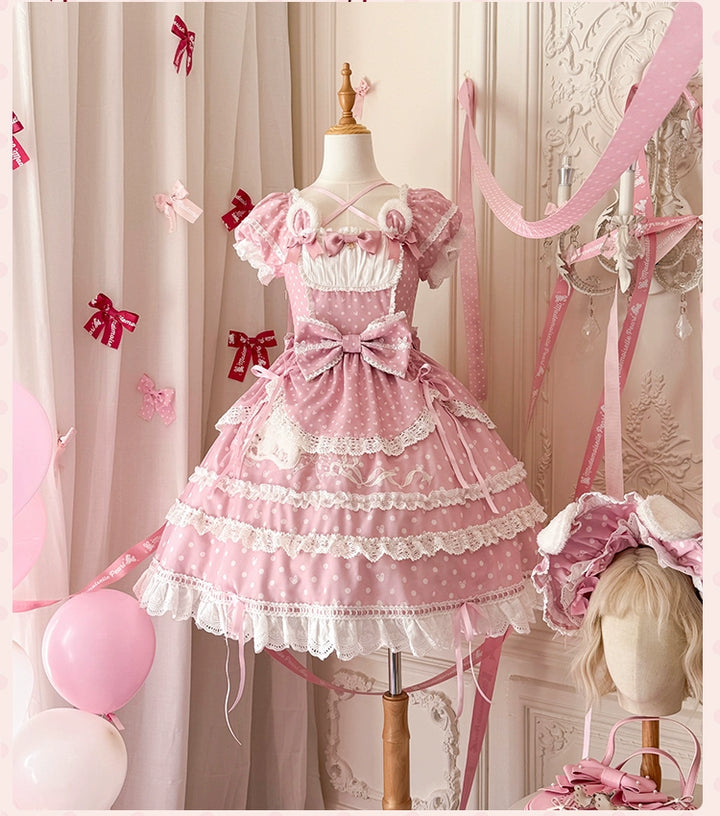 Mademoiselle Pearl~Bow Rabbit~IP Collab Sweet Lolita OP in Multiple Styles 43054:763917