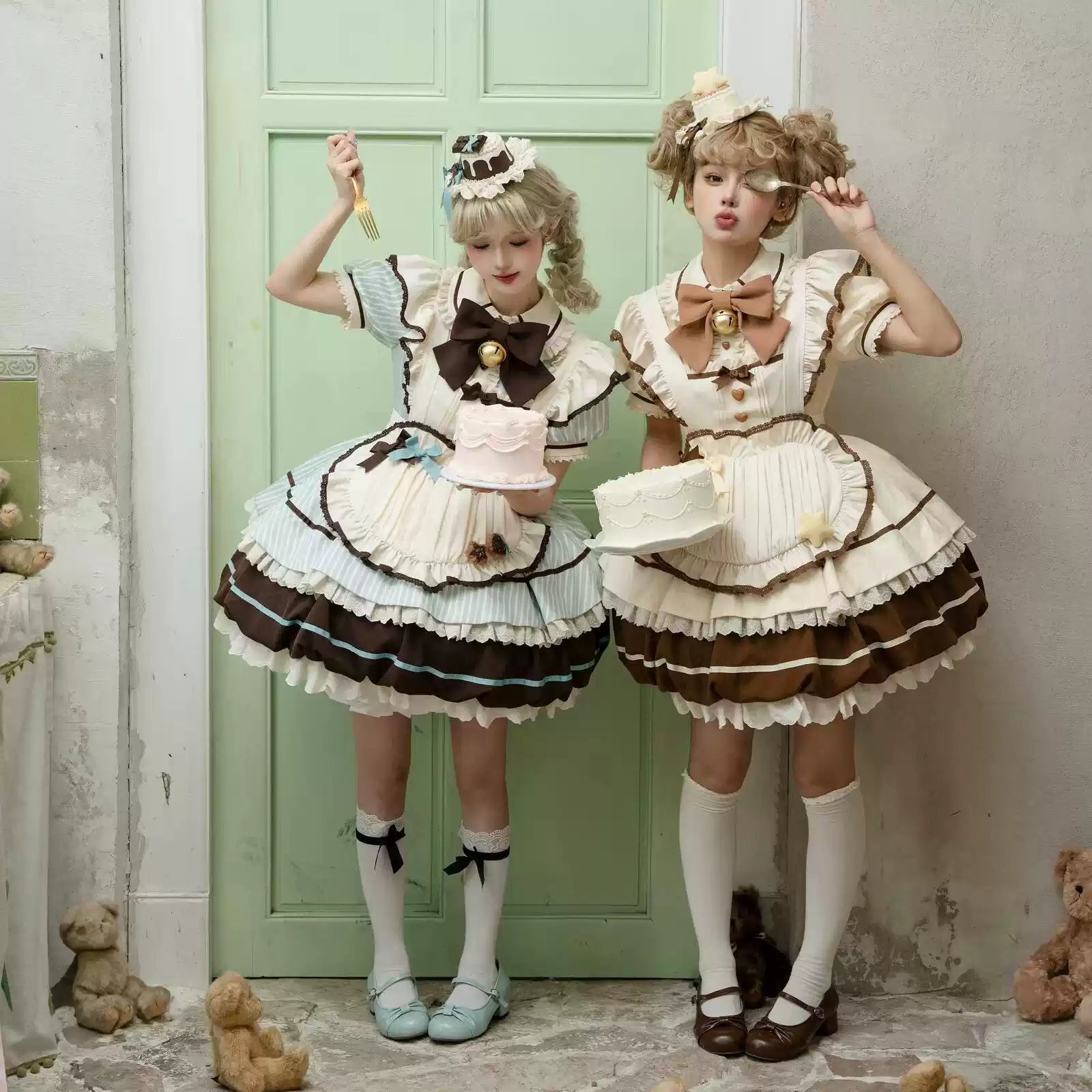 Sakurahime - Berry Bubble - Kawaii Lolita OP Tiered Ruffles Apron Lolita Dress