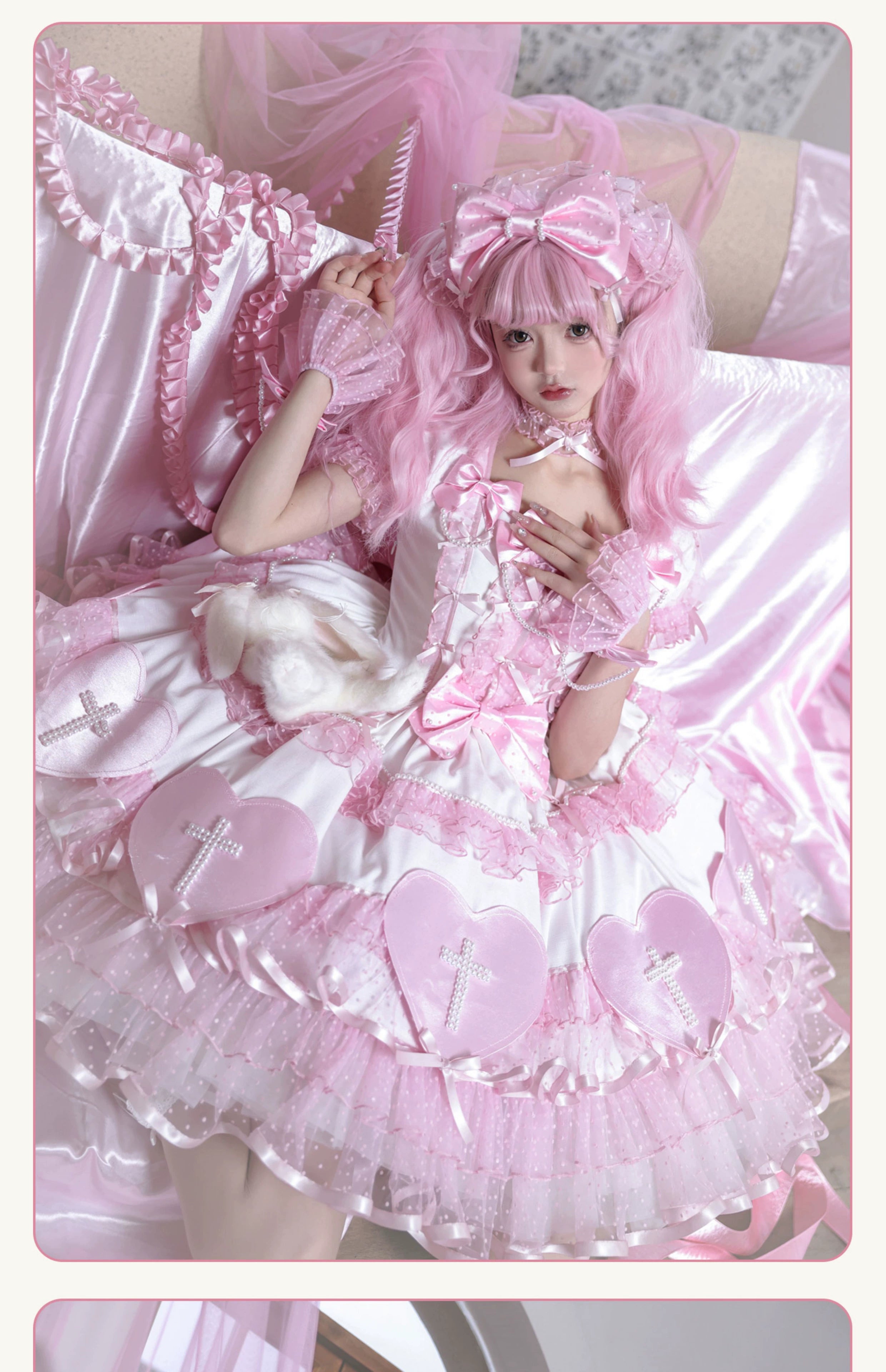 Showa Cross Lovers - Old School Lolita Heart Shaped OP Dress Accessories 39228:617022