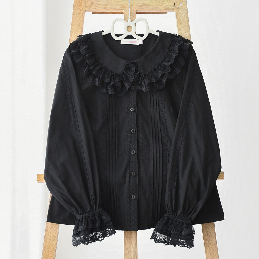 MIST~Hyde Garden~Daily Lolita Shirt Cotton BlouseLong Sleeves Black S 