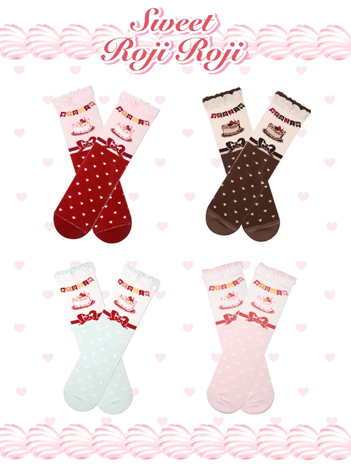 Roji Roji~Sweet Lolita Socks Cake Pattern Winter Socks