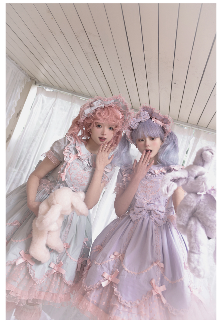 (BFM)The Seventh Doll~Sweet Diary SP~Vintage Lolita Jumper Dress Petal-like Hem JSK Headdress Set   