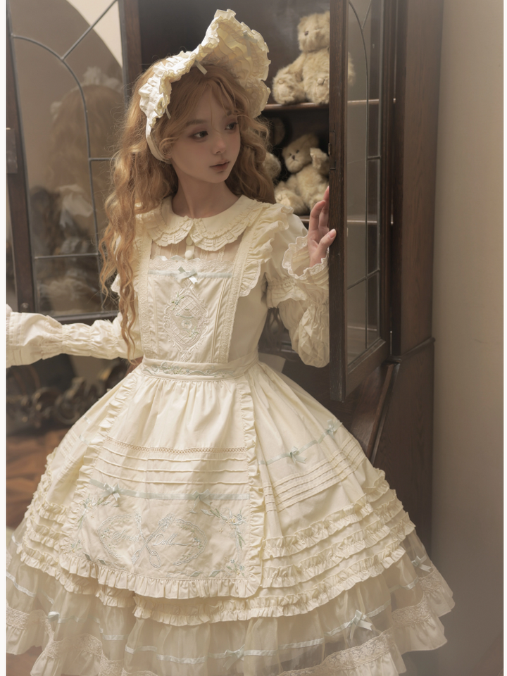 The Seventh Doll~Hazy Afternoon~Vintage Lolita OP Dress Embroidered Apron   