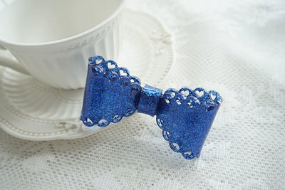Cat Tea Party~Sweet Lolita Hair Clip Bow Heart Design Blue  