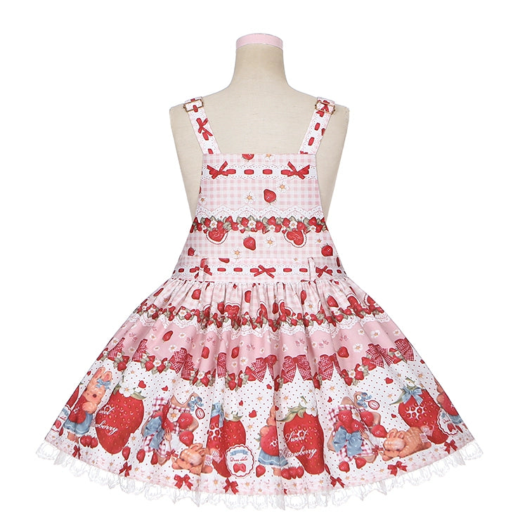 To Alice~Spring Strawberry Bunny~Kawaii Lolita Salopette Dress Hooded Coat and Blouse 41980:722722