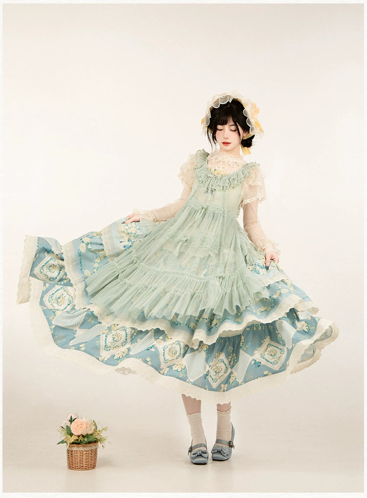 With PUJI~Letters and Poetry~Classic Lolita Tulle Over-Skirt for Summer