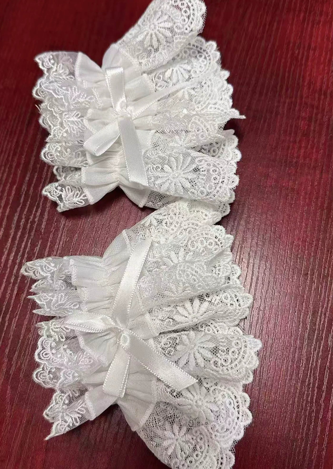Realm of Sea Moon - Sweet Lolita Jacquard JSK, Boned Waist & Petal-shaped Hem White - A Pair of Cuffs Only S