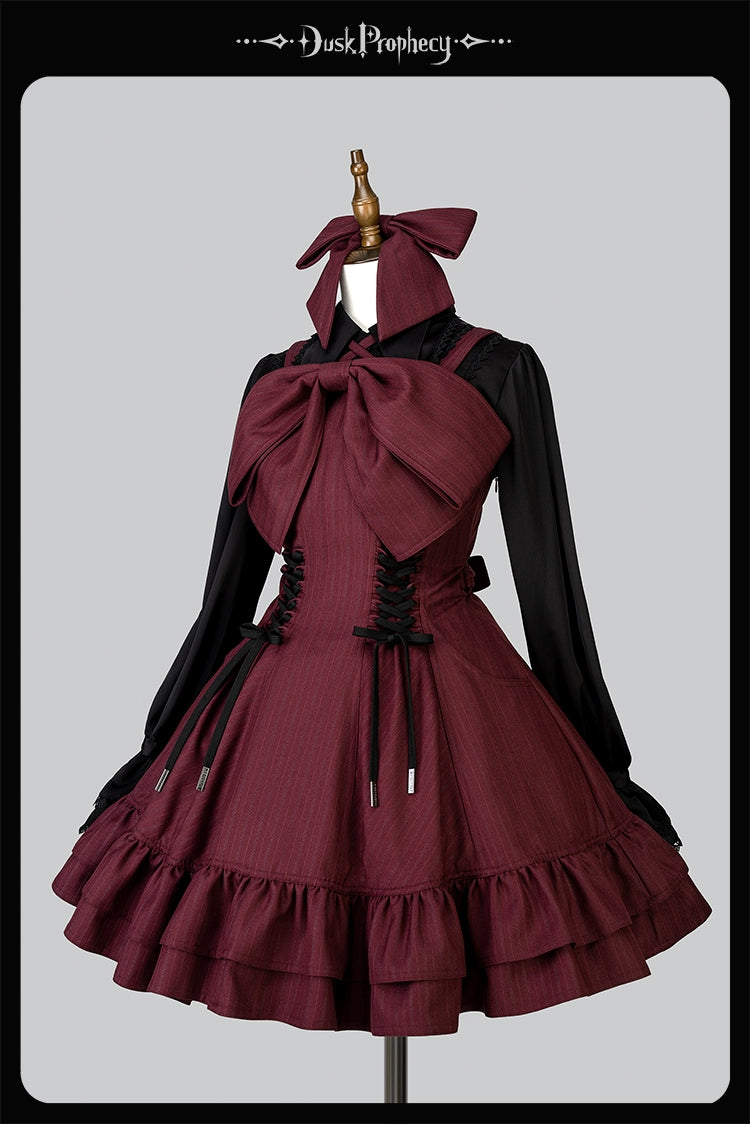 DuskProphecy - Heron - Classic Lolita Striped JSK Dress, Halter Neckline 44313:802940