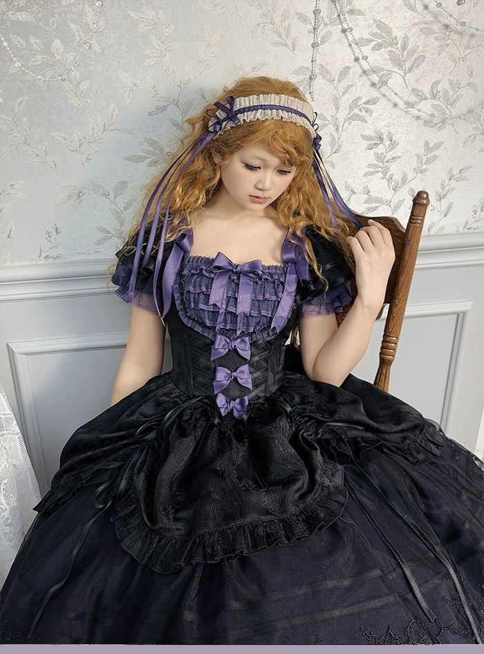 Alice girl~Yesterday Morning Mist~Classic Lolita OP Bust-supporting Tiered Ruffles Lolita Dress