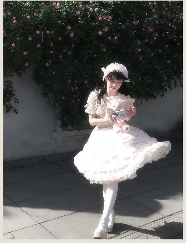 TaTaTa Lolita~Spring 2025~Old School Lolita Jumper Dress with Floral Prints & Lace