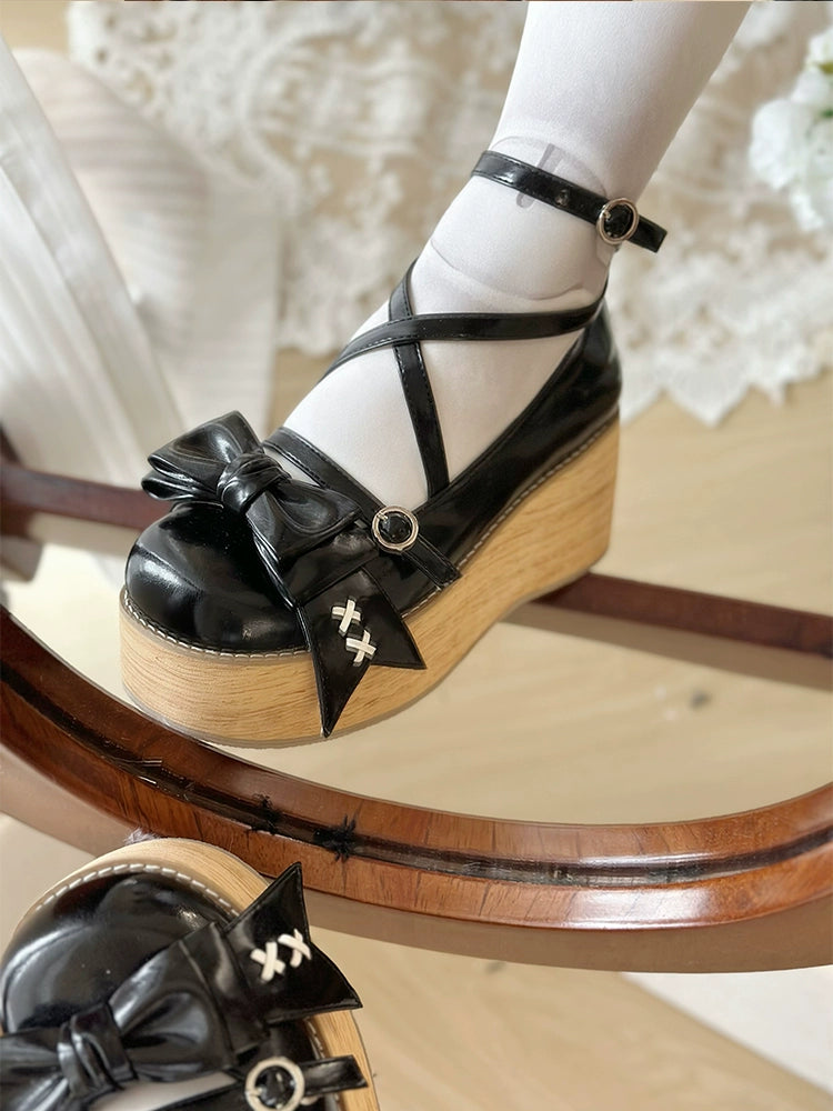 SeeYou~Sweet Cake~Sweet Lolita Platform Shoes Wood Grain 39896:641964