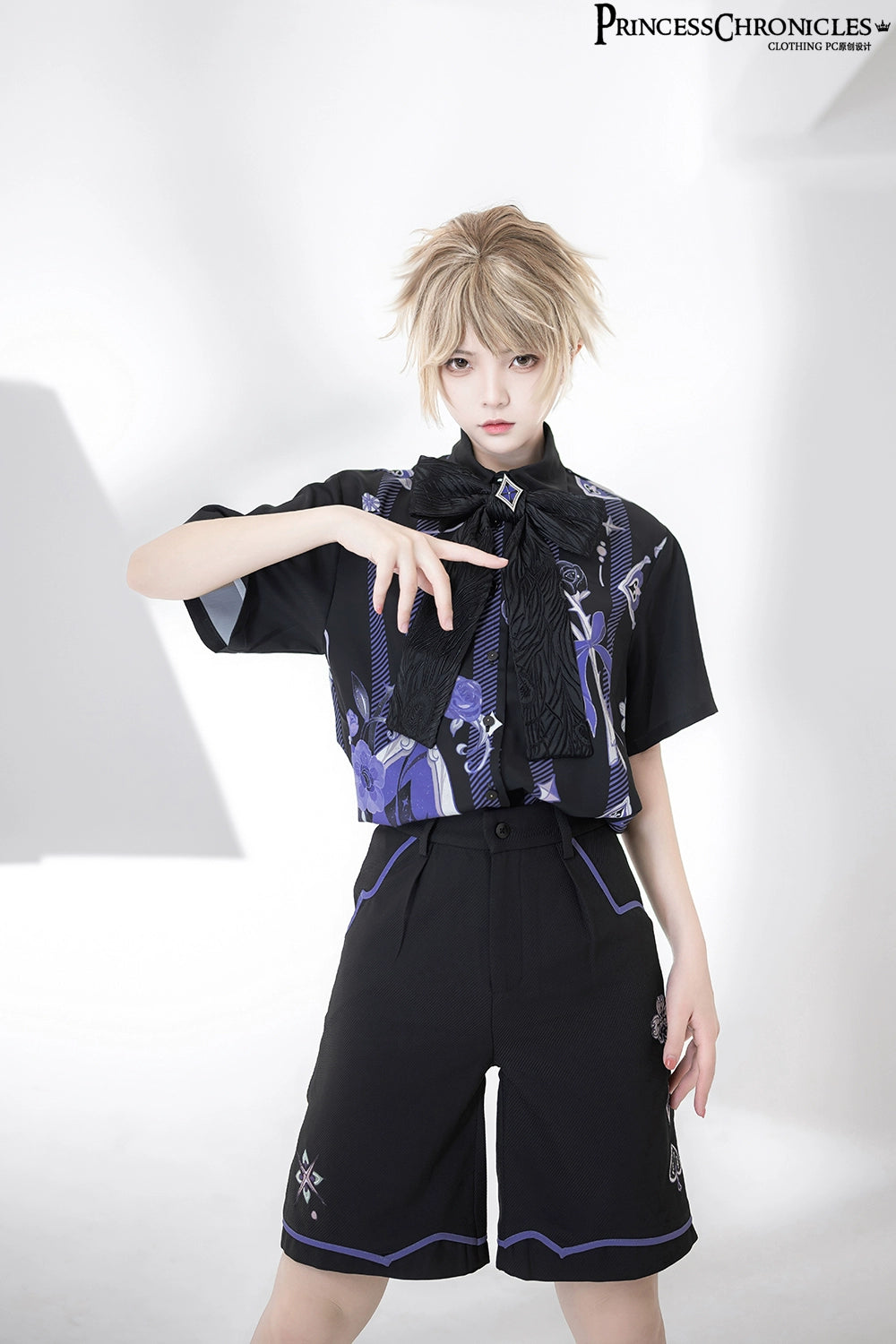 Princess Chronicles - Summer Cool Prince Print Loose Shirt and Shorts