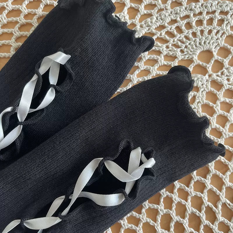 WAGUIR~Daily Lolita Hand Cuffs Multicolors free size black+grey 