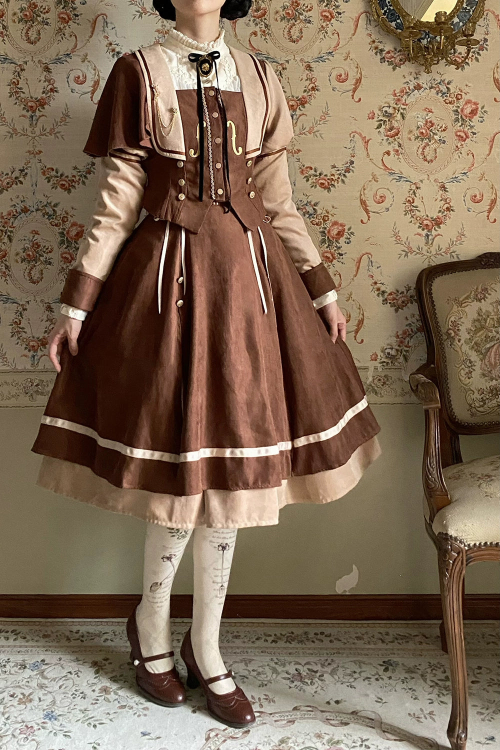 Miss Point~Golden Movement~Elegant Lolita Fishbone Skirt Customized 32242:381470