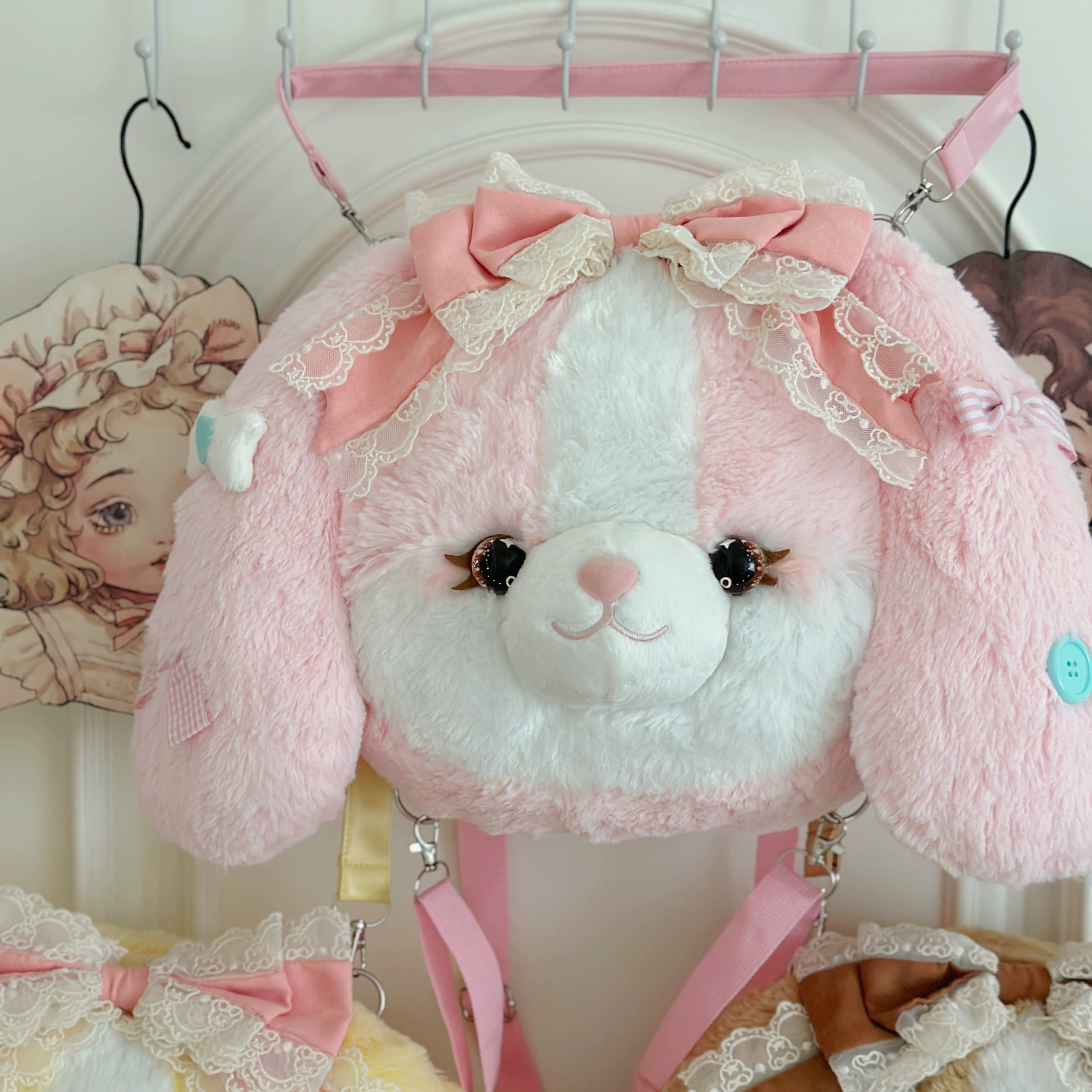 Mango Dango - Pakcoco - Kawaii Lolita Bag, Plush Backpack Strawberry Pink