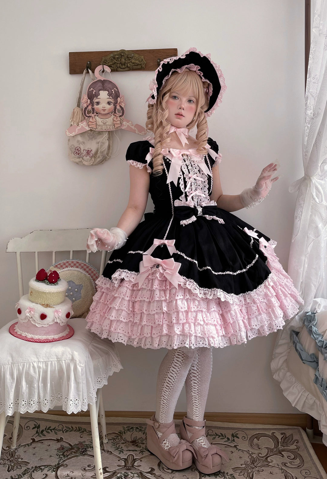 (BFM)Little Bear~Pearl Satin~Sweet Lolita OP Dress Cotton Lolita JSK   