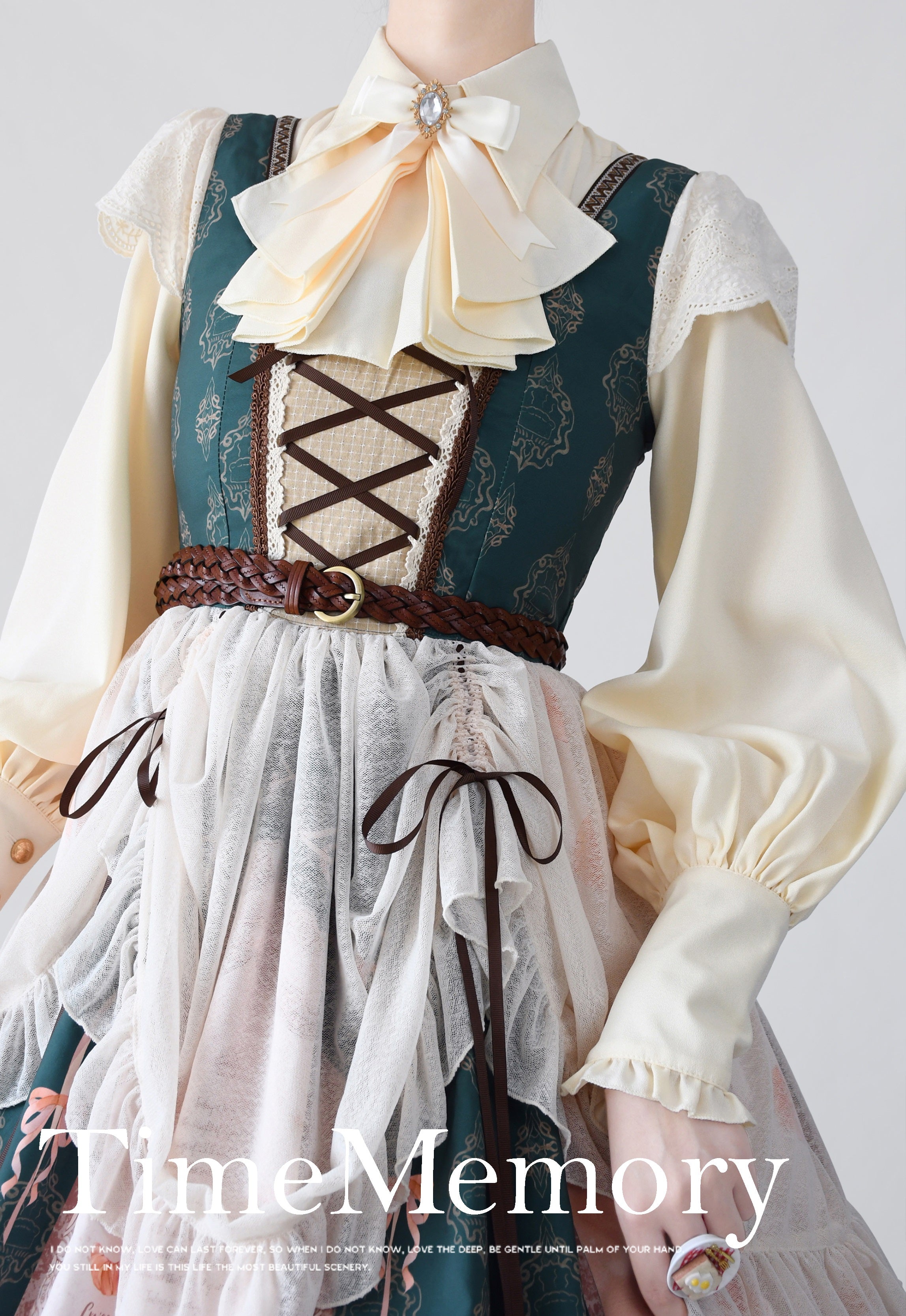 Time Memory - Elegant Lolita Slim Fit Mutton Sleeve Blouse S Ivory Chiffon