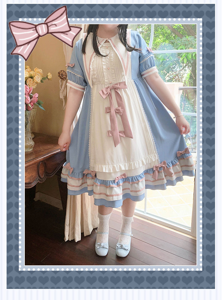 Niu Niu~Candy Sweethearts~Plus Size Lolita OP Short-Sleeve Princess Dress   