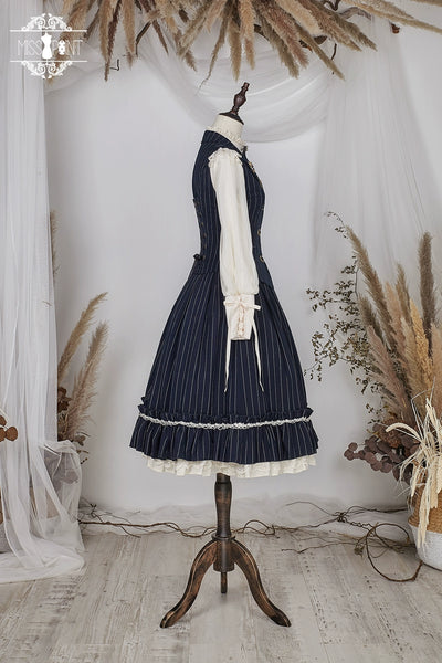 Miss Point~Rose Doll~Elegant Lolita Striped Fishbone Skirt   