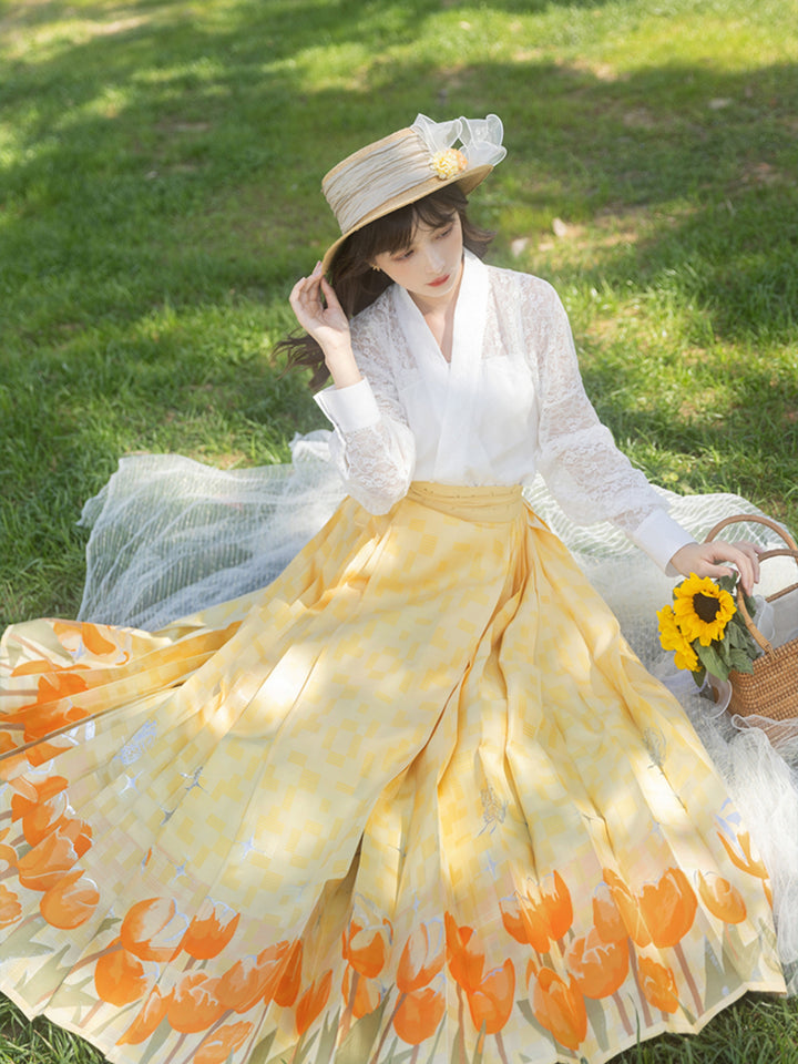 Chixia~Tulipfruit~Han Lolita Improved HanFu Horse-faced Skirt Dress   
