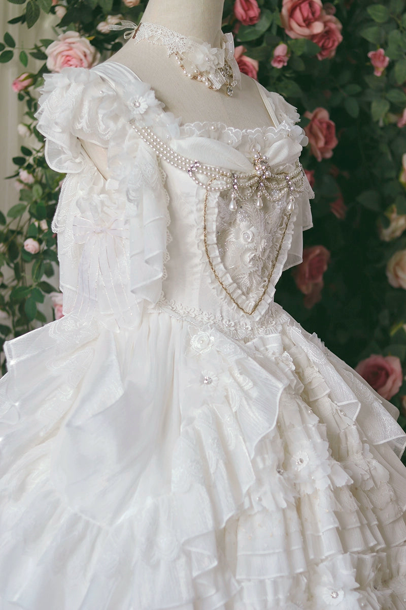 One Night~Dolores~Wedding White Lolita Dress Princess Bridal OP