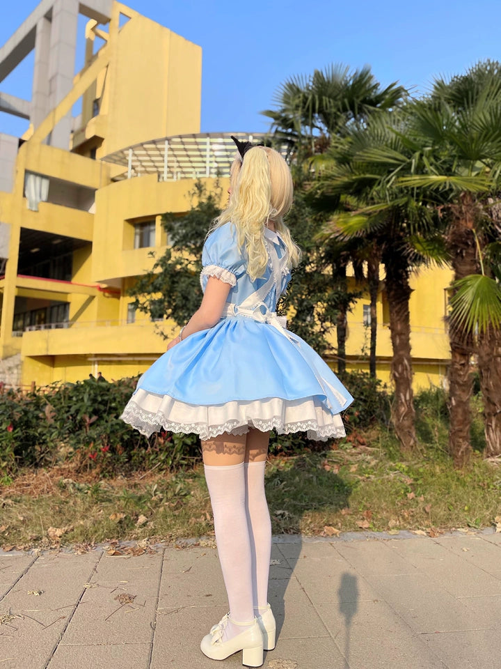 Daydream Whisper~Dream Doll~Plus Size Maid Lolita OP Suit Black and Blue Dress